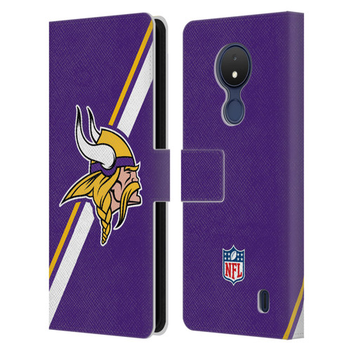 NFL Minnesota Vikings Logo Stripes Leather Book Wallet Case Cover For Nokia C21