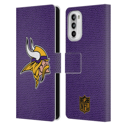 NFL Minnesota Vikings Logo Football Leather Book Wallet Case Cover For Motorola Moto G52