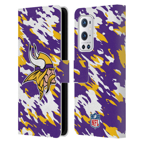 NFL Minnesota Vikings Logo Camou Leather Book Wallet Case Cover For OnePlus 9 Pro