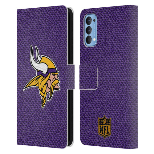 NFL Minnesota Vikings Logo Football Leather Book Wallet Case Cover For OPPO Reno 4 5G