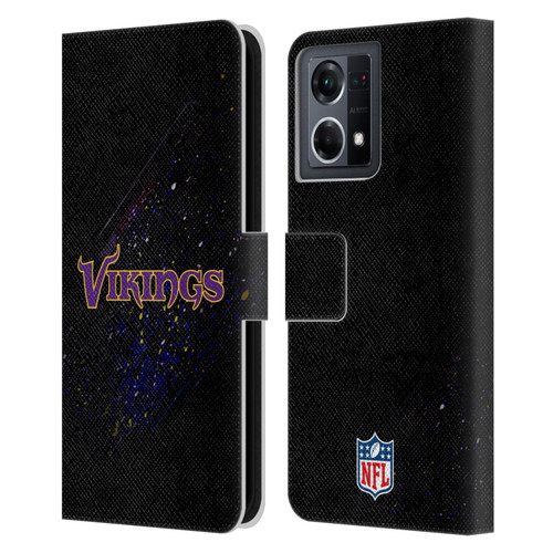 NFL Minnesota Vikings Logo Blur Leather Book Wallet Case Cover For OPPO Reno8 4G