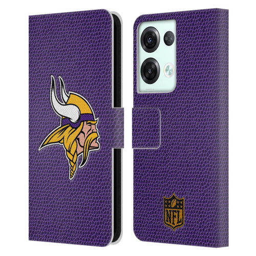 NFL Minnesota Vikings Logo Football Leather Book Wallet Case Cover For OPPO Reno8 Pro