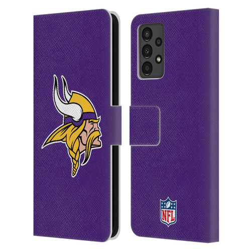 NFL Minnesota Vikings Logo Plain Leather Book Wallet Case Cover For Samsung Galaxy A13 (2022)