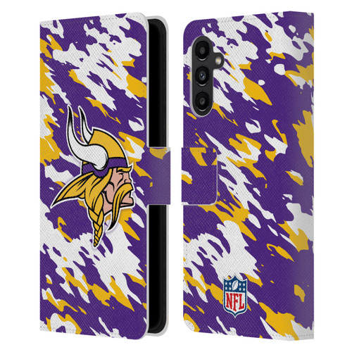 NFL Minnesota Vikings Logo Camou Leather Book Wallet Case Cover For Samsung Galaxy A13 5G (2021)