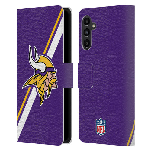 NFL Minnesota Vikings Logo Stripes Leather Book Wallet Case Cover For Samsung Galaxy A13 5G (2021)