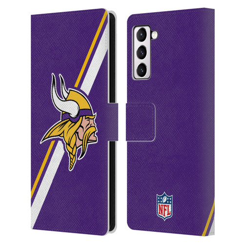 NFL Minnesota Vikings Logo Stripes Leather Book Wallet Case Cover For Samsung Galaxy S21+ 5G