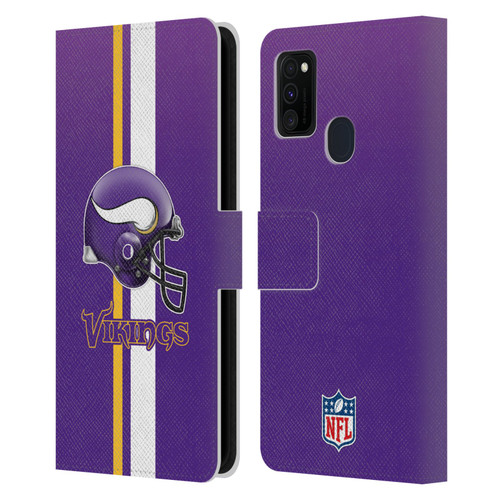 NFL Minnesota Vikings Logo Helmet Leather Book Wallet Case Cover For Samsung Galaxy M30s (2019)/M21 (2020)
