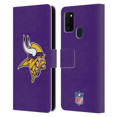 NFL Minnesota Vikings Logo Plain Leather Book Wallet Case Cover For Samsung Galaxy M30s (2019)/M21 (2020)