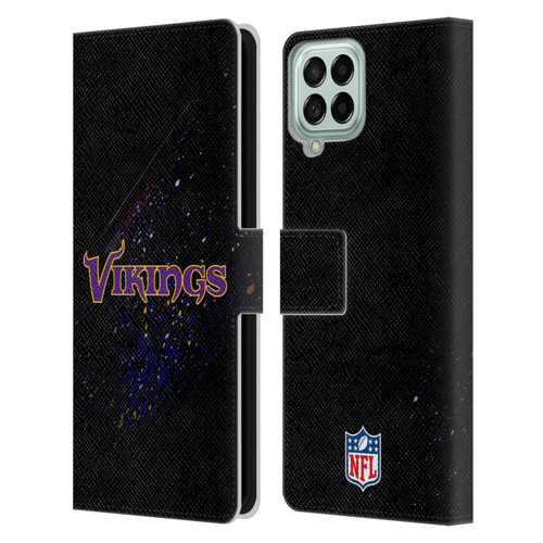 NFL Minnesota Vikings Logo Blur Leather Book Wallet Case Cover For Samsung Galaxy M33 (2022)