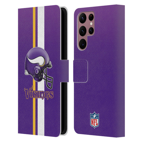 NFL Minnesota Vikings Logo Helmet Leather Book Wallet Case Cover For Samsung Galaxy S22 Ultra 5G