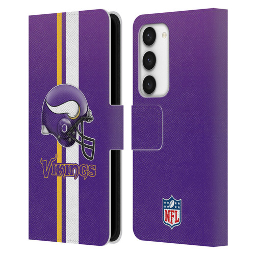 NFL Minnesota Vikings Logo Helmet Leather Book Wallet Case Cover For Samsung Galaxy S23 5G