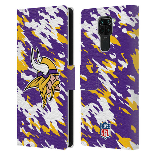 NFL Minnesota Vikings Logo Camou Leather Book Wallet Case Cover For Xiaomi Redmi Note 9 / Redmi 10X 4G