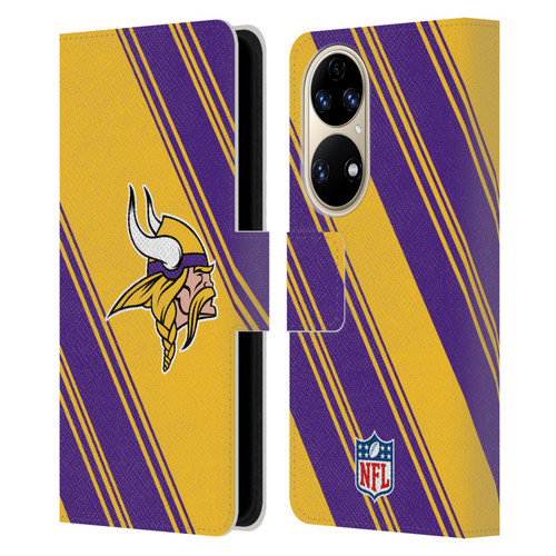 NFL Minnesota Vikings Artwork Stripes Leather Book Wallet Case Cover For Huawei P50