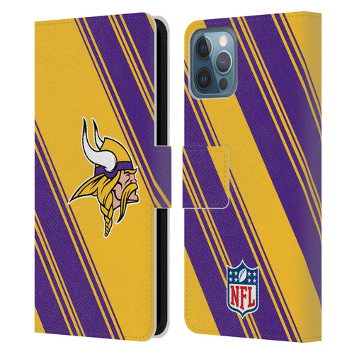 NFL Minnesota Vikings Artwork Stripes Leather Book Wallet Case Cover For Apple iPhone 12 / iPhone 12 Pro