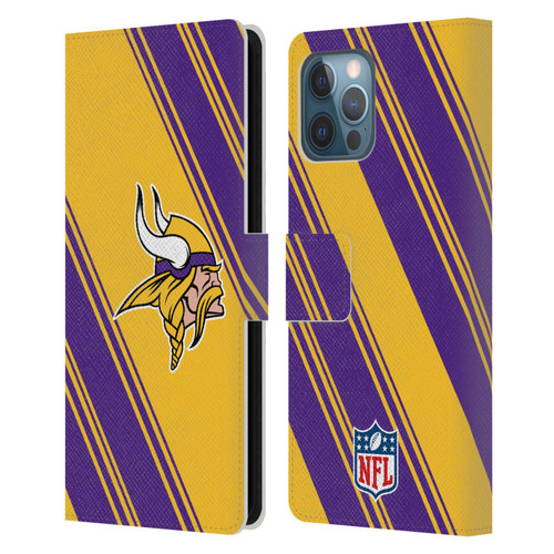 NFL Minnesota Vikings Artwork Stripes Leather Book Wallet Case Cover For Apple iPhone 12 Pro Max