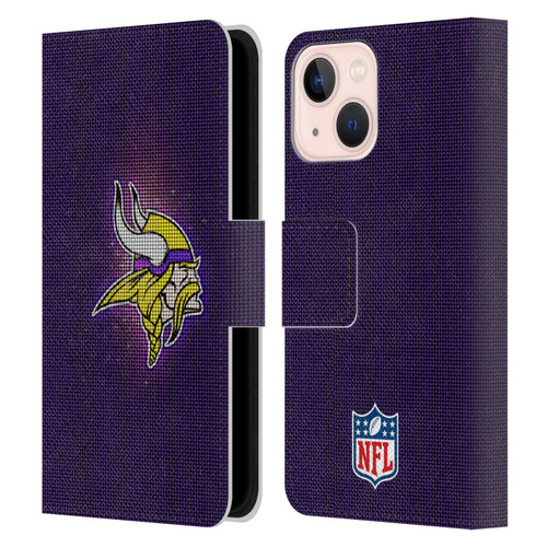 NFL Minnesota Vikings Artwork LED Leather Book Wallet Case Cover For Apple iPhone 13 Mini