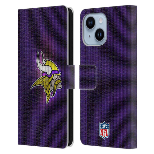 NFL Minnesota Vikings Artwork LED Leather Book Wallet Case Cover For Apple iPhone 14 Plus