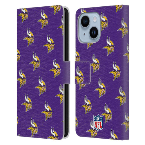 NFL Minnesota Vikings Artwork Patterns Leather Book Wallet Case Cover For Apple iPhone 14 Plus