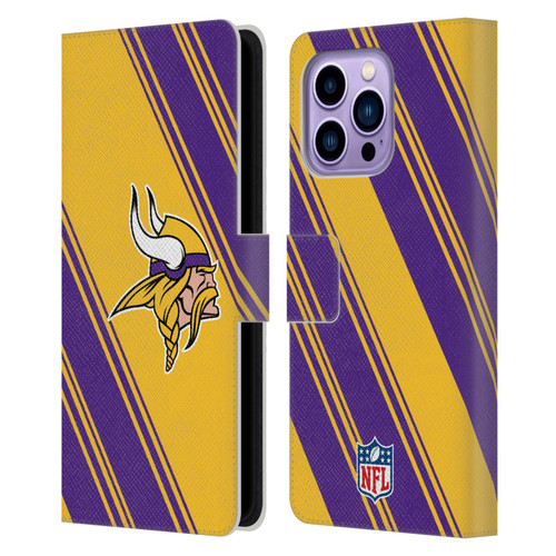 NFL Minnesota Vikings Artwork Stripes Leather Book Wallet Case Cover For Apple iPhone 14 Pro Max NFL Minnesota Vikings Artwork Stripes Leather Book Wallet Case Cover For Apple iPhone 14 Pro Max