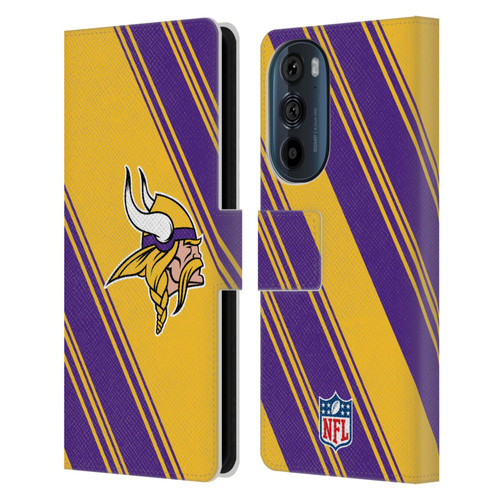 NFL Minnesota Vikings Artwork Stripes Leather Book Wallet Case Cover For Motorola Edge 30