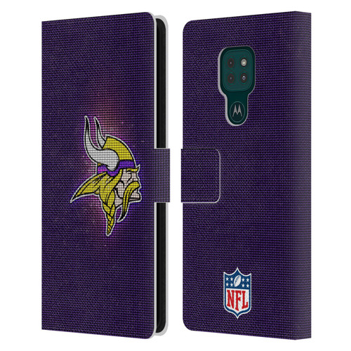 NFL Minnesota Vikings Artwork LED Leather Book Wallet Case Cover For Motorola Moto G9 Play