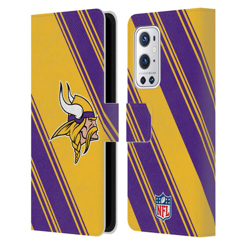 NFL Minnesota Vikings Artwork Stripes Leather Book Wallet Case Cover For OnePlus 9 Pro
