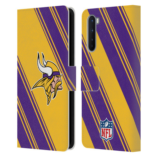NFL Minnesota Vikings Artwork Stripes Leather Book Wallet Case Cover For OnePlus Nord 5G