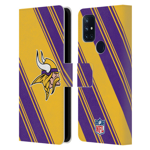NFL Minnesota Vikings Artwork Stripes Leather Book Wallet Case Cover For OnePlus Nord N10 5G
