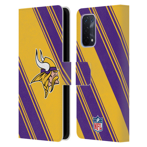 NFL Minnesota Vikings Artwork Stripes Leather Book Wallet Case Cover For OPPO A54 5G