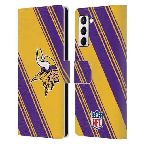 NFL Minnesota Vikings Artwork Stripes Leather Book Wallet Case Cover For Samsung Galaxy S21+ 5G