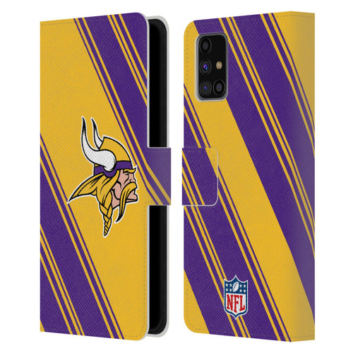 NFL Minnesota Vikings Artwork Stripes Leather Book Wallet Case Cover For Samsung Galaxy M31s (2020)