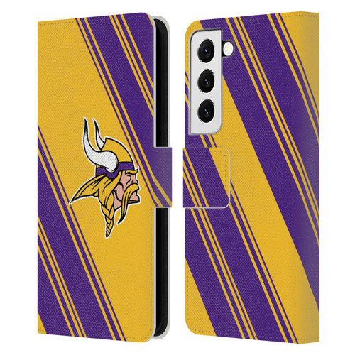 NFL Minnesota Vikings Artwork Stripes Leather Book Wallet Case Cover For Samsung Galaxy S22 5G