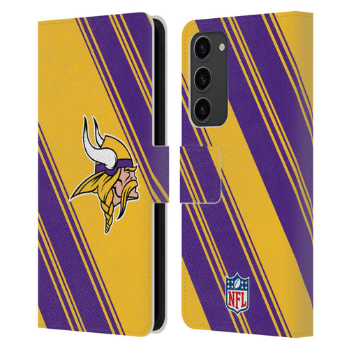 NFL Minnesota Vikings Artwork Stripes Leather Book Wallet Case Cover For Samsung Galaxy S23+ 5G