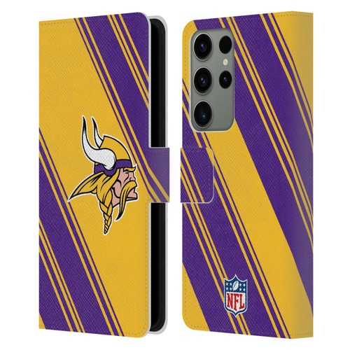 NFL Minnesota Vikings Artwork Stripes Leather Book Wallet Case Cover For Samsung Galaxy S23 Ultra 5G