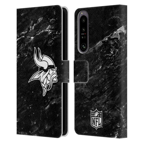 NFL Minnesota Vikings Artwork Marble Leather Book Wallet Case Cover For Sony Xperia 1 IV