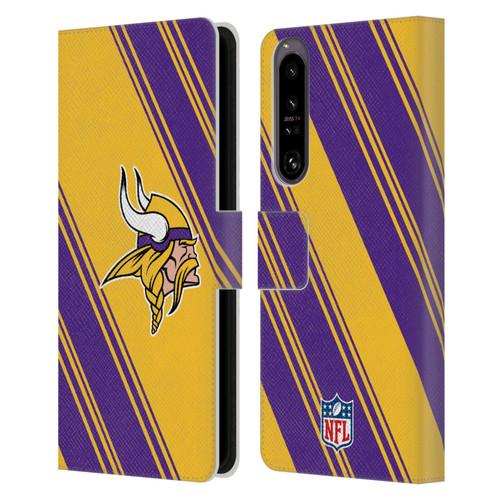 NFL Minnesota Vikings Artwork Stripes Leather Book Wallet Case Cover For Sony Xperia 1 IV