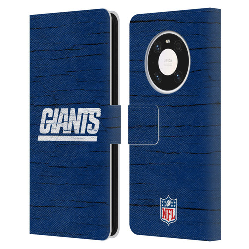 NFL New York Giants Logo Distressed Look Leather Book Wallet Case Cover For Huawei Mate 40 Pro 5G
