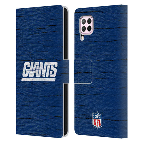 NFL New York Giants Logo Distressed Look Leather Book Wallet Case Cover For Huawei Nova 6 SE / P40 Lite
