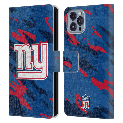 NFL New York Giants Logo Camou Leather Book Wallet Case Cover For Apple iPhone 14