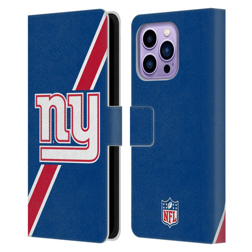 NFL New York Giants Logo Stripes Leather Book Wallet Case Cover For Apple iPhone 14 Pro Max