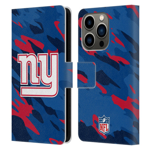 NFL New York Giants Logo Camou Leather Book Wallet Case Cover For Apple iPhone 14 Pro