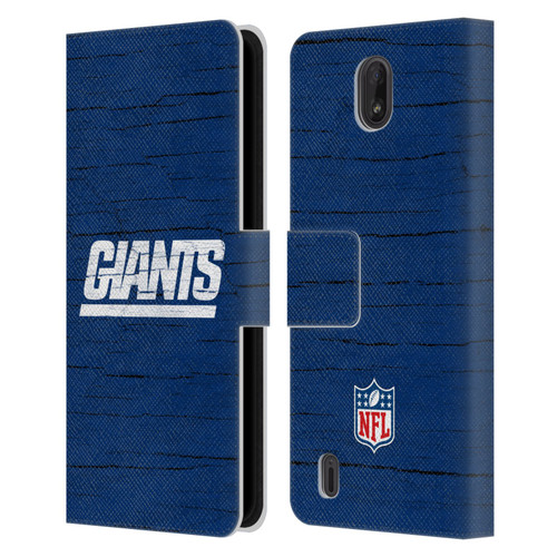 NFL New York Giants Logo Distressed Look Leather Book Wallet Case Cover For Nokia C01 Plus/C1 2nd Edition