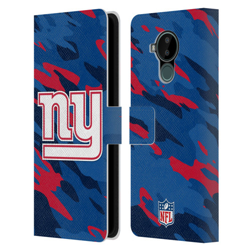 NFL New York Giants Logo Camou Leather Book Wallet Case Cover For Nokia C30