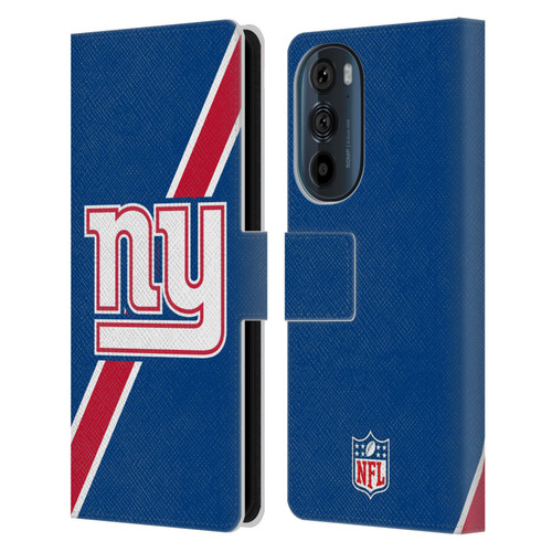 NFL New York Giants Logo Stripes Leather Book Wallet Case Cover For Motorola Edge 30