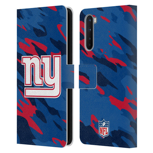 NFL New York Giants Logo Camou Leather Book Wallet Case Cover For OnePlus Nord 5G
