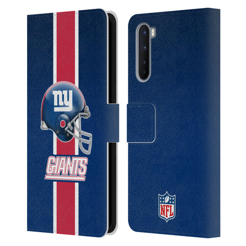 NFL New York Giants Logo Helmet Leather Book Wallet Case Cover For OnePlus Nord 5G