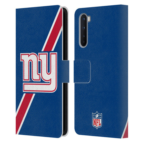 NFL New York Giants Logo Stripes Leather Book Wallet Case Cover For OnePlus Nord 5G