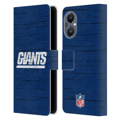 NFL New York Giants Logo Distressed Look Leather Book Wallet Case Cover For OnePlus Nord N20 5G