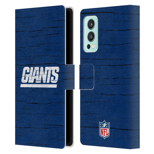 NFL New York Giants Logo Distressed Look Leather Book Wallet Case Cover For OnePlus Nord 2 5G