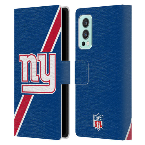NFL New York Giants Logo Stripes Leather Book Wallet Case Cover For OnePlus Nord 2 5G